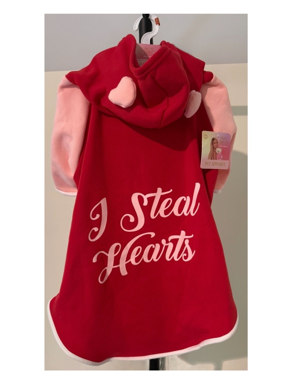 Paris nwt Hilton size XXL Red & Pink Heart dog pet apparel hoodie valentines